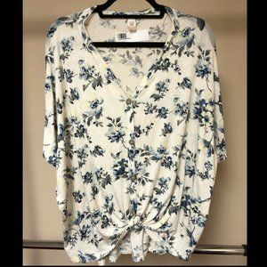 gorilla cat Short Sleeve Floral Top Medium